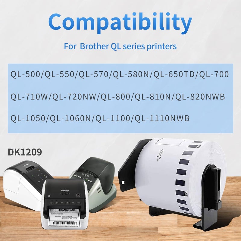 AYMSous Compatible 2 Pack DK-1209 Die-Cut White Label Paper (1.1 inch x 2.4 inch / 62mm x 29mm) with 2 Refillable Cartridge Replacement for Brother DK-1209 for QL Label Printers (800 Labels/Rolls) - Image 3